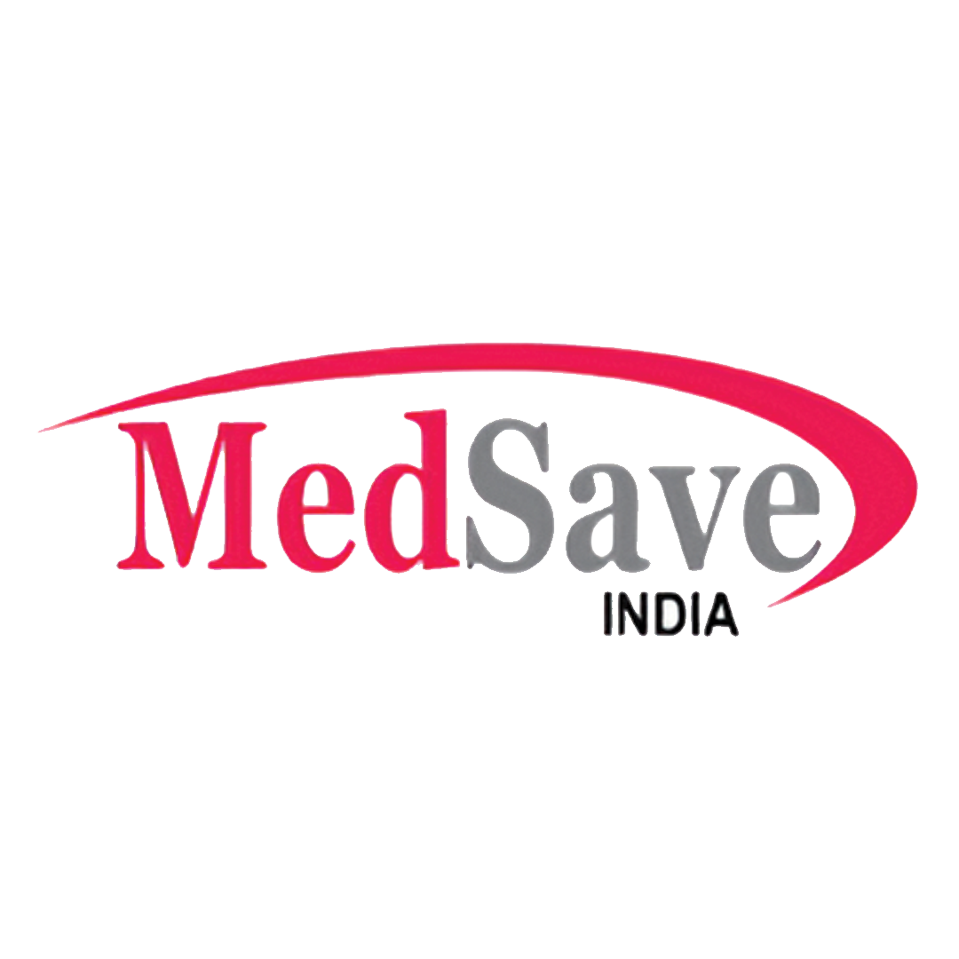 Medsave India logo with pink and black text